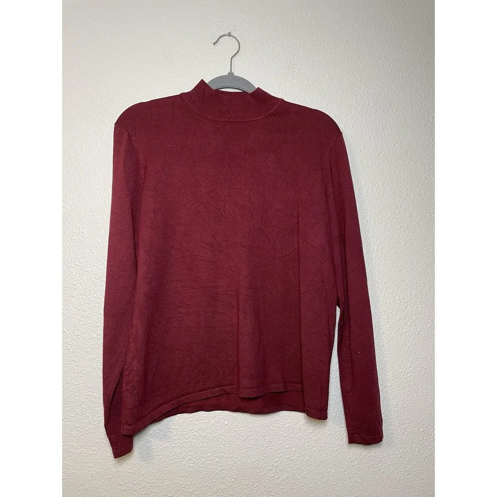 Pendleton Mock Neck Sweater Women's‎ Large Maroon Silk Blend Pullover